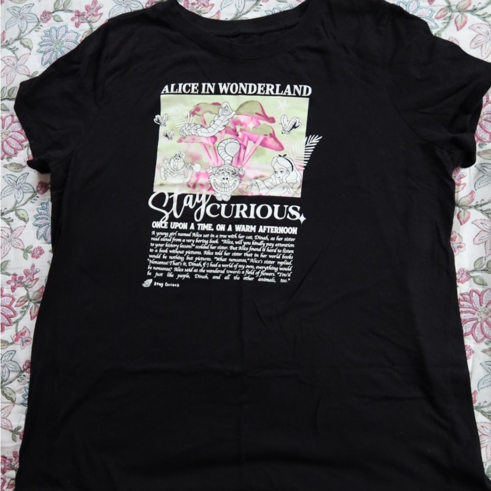 Alice in Wonderland Black Graphic Tee